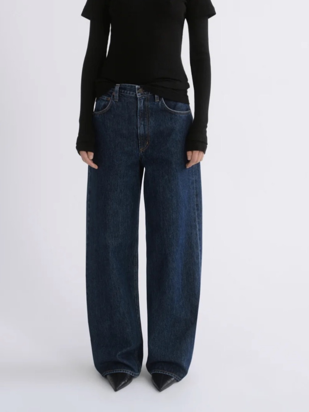 Agolde Wide-Leg Dark Blue Denim Jeans